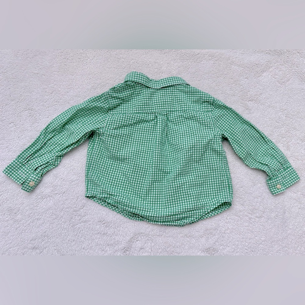 RALPH LAUREN BABY BOYS GREEN/ WHITE BUTTON DOWN SHIRT 18month - Picture 2 of 4